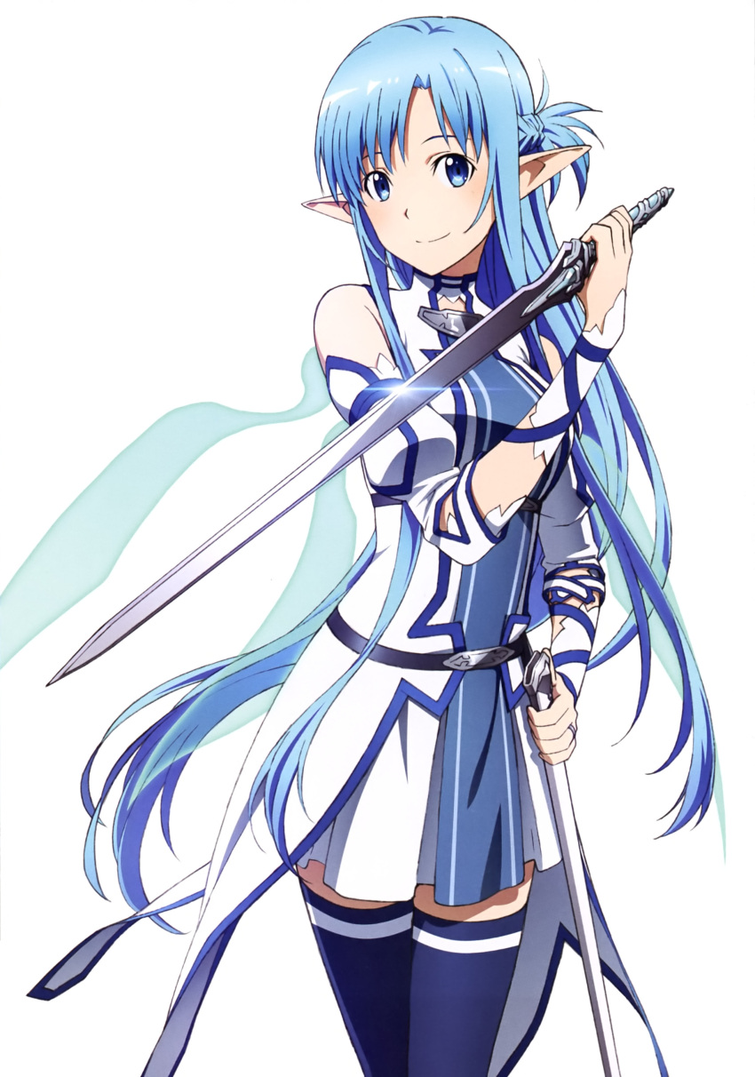 Safebooru 1girl Absurdres Asuna Sao Asuna Sao Alo Blue Eyes Blue Hair Blue Legwear Highres 7769