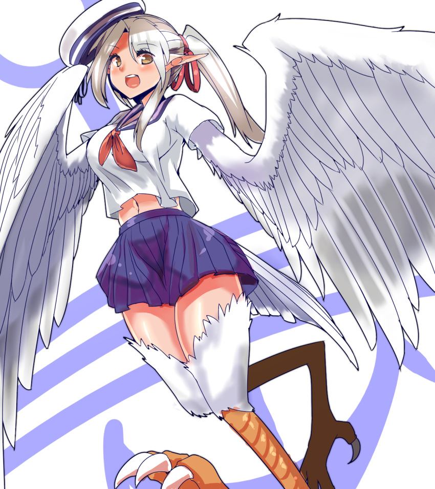 1girl breasts feathered_wings harpy highres long_hair looking_at_viewer mid...