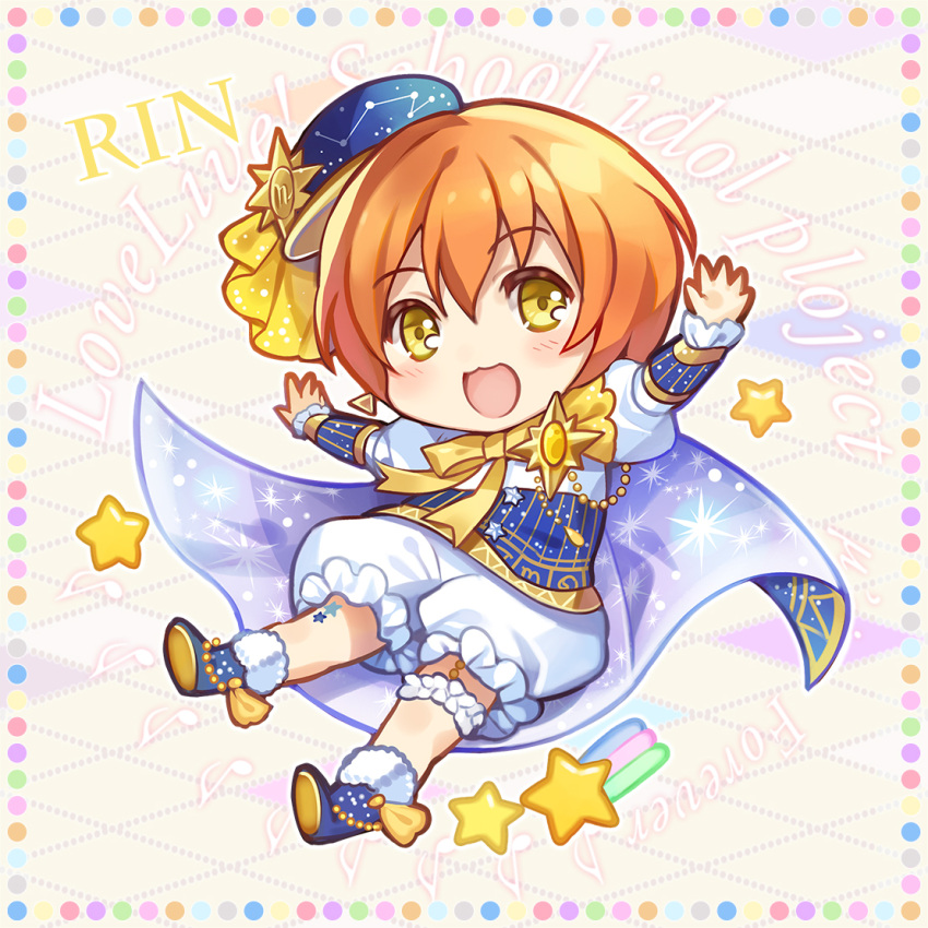 Safebooru - blush cape chibi dress green eyes happy hoshizora rin love ...