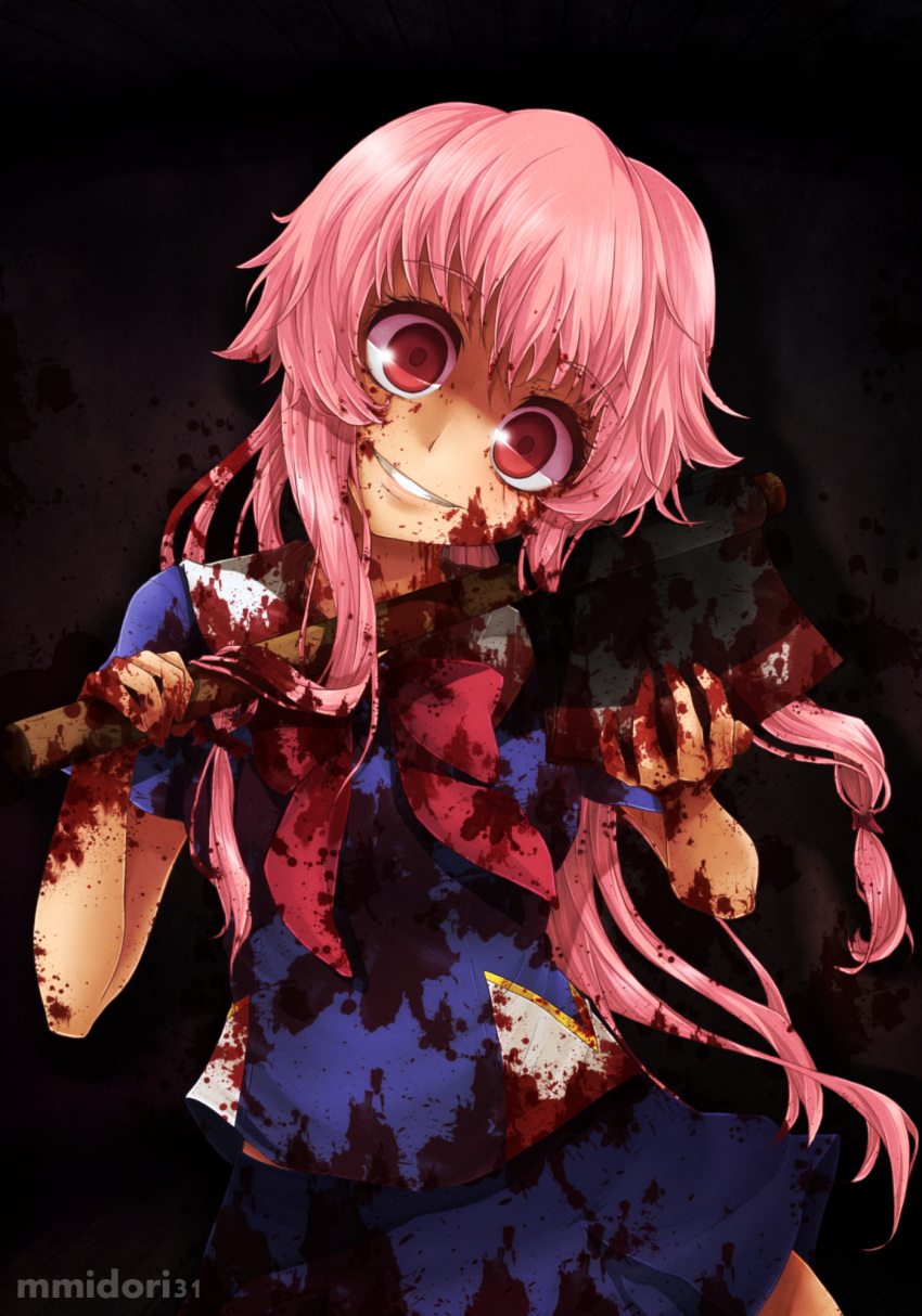 artist_name axe big_eyes blood blood_on_face blood_stain bloody_clothes blo...