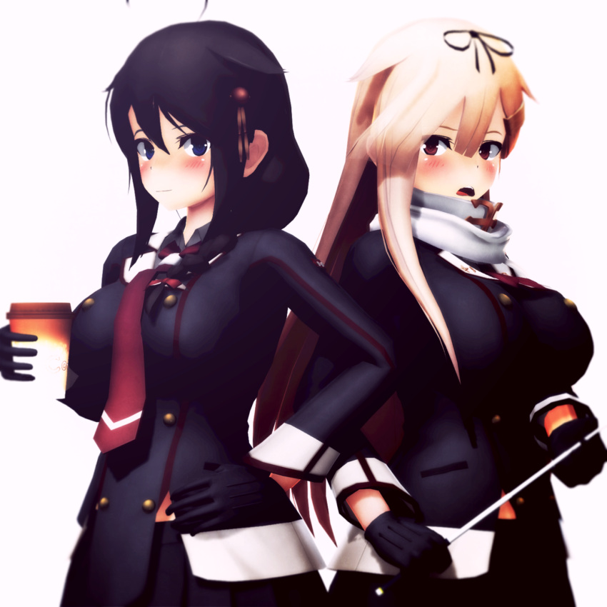 Safebooru 2girls 3d Breasts Highres Kantai Collection Large Breasts Looking At Viewer 