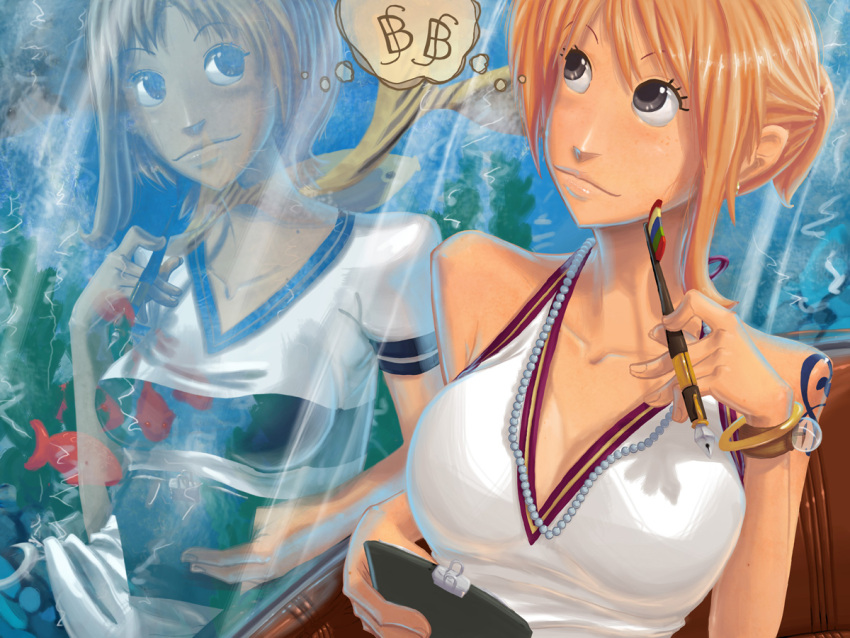 bracelet breasts cleavage jewelry large_breasts nami necklace one_piece ora...