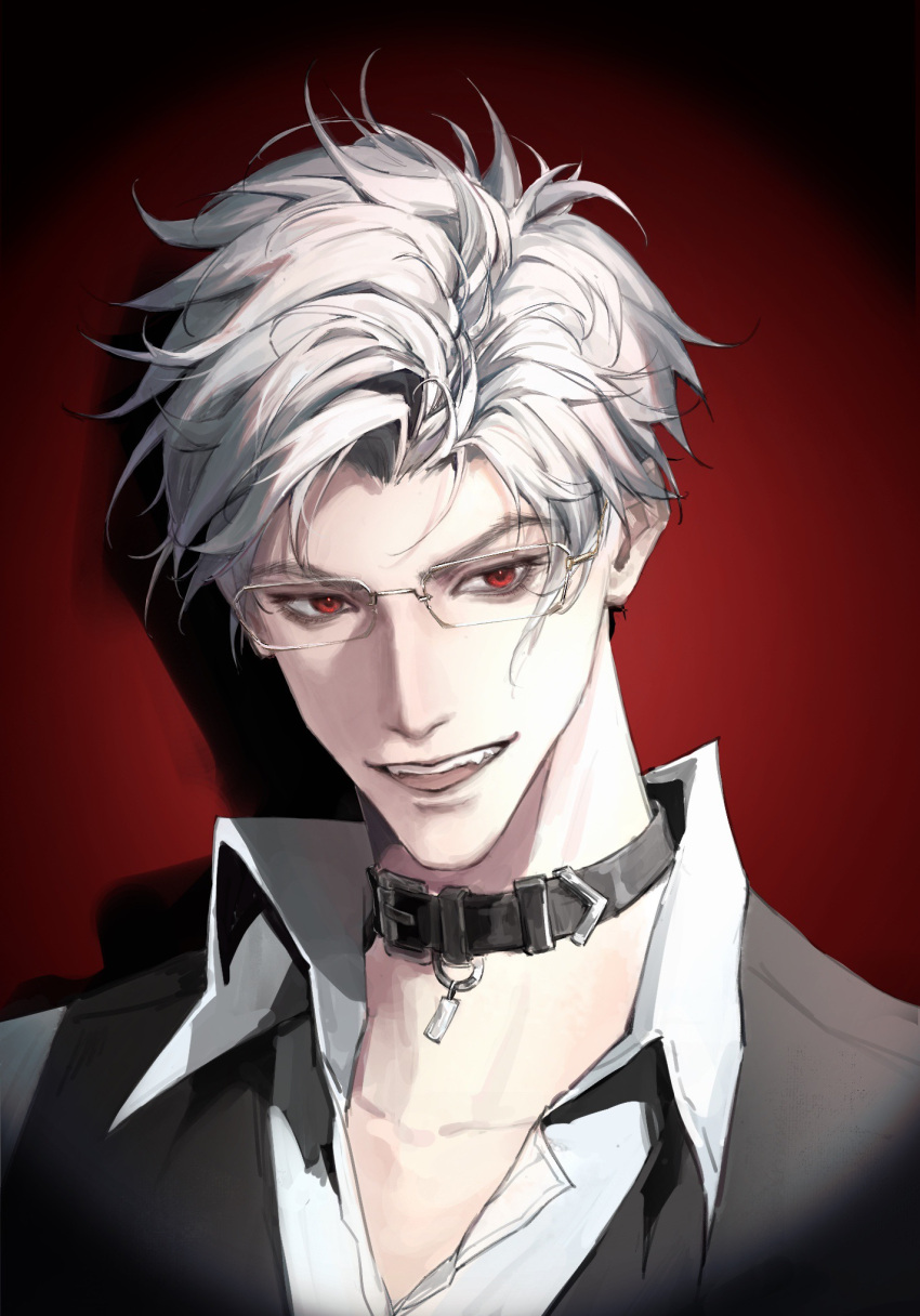 Safebooru 1boy Belt Collar Bespectacled Black Collar Black Vest safebooru-1boy-belt-collar-bespectacled-black-collar-black-vest