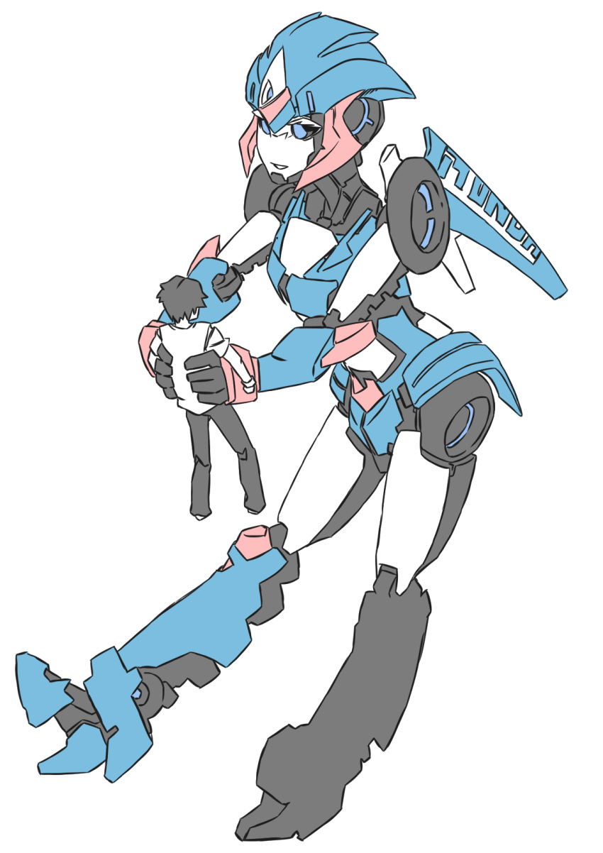 Safebooru 1boy 1girl arcee autobot blue eyes glowing glowing eyes ground vehicle high heels