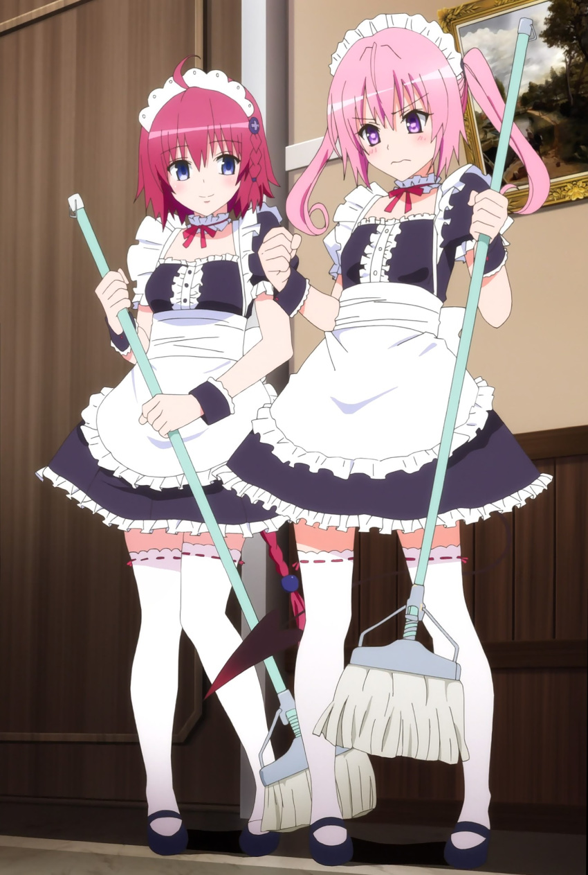 Safebooru 2girls Blush Kurosaki Mea Maid Maid Headdress Multiple Girls Nana Asta Deviluke Pink