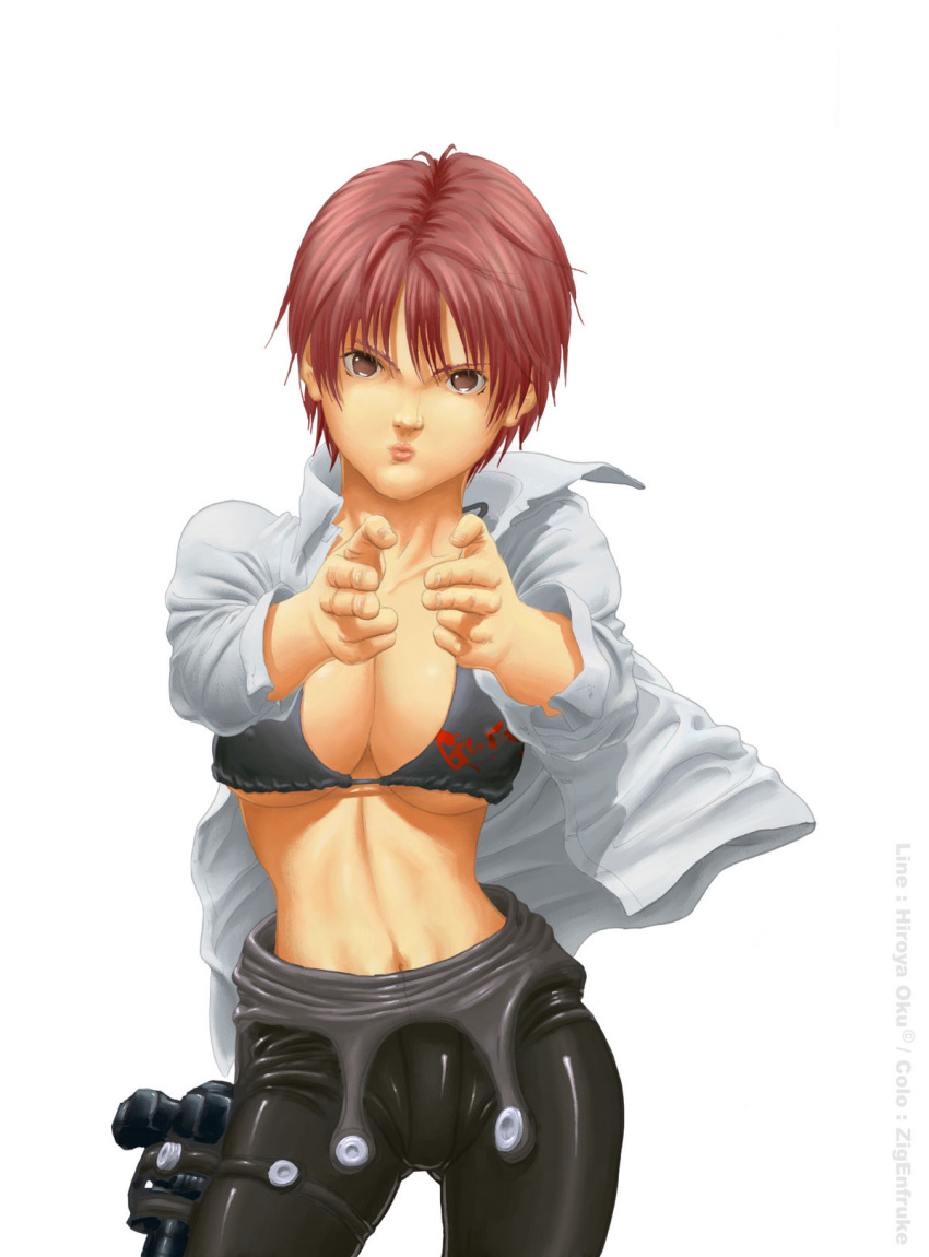 00s 1girl bodysuit breasts cleavage gantz gun kishimoto_kei large_breasts r...