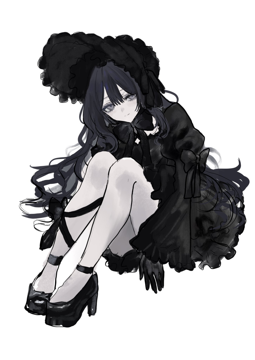 Safebooru - 1girl akai ringo (eveyuno) black dress black hairband black ...
