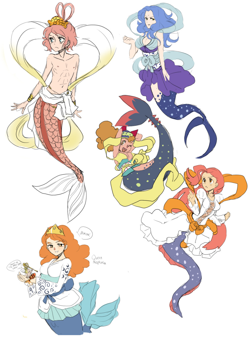 king manboshi mermaid merman monster_boy monster_girl neptune(one_piece) on...