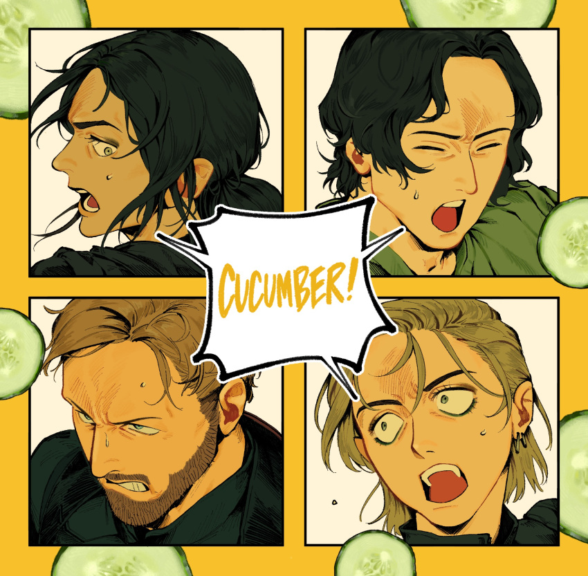 Sentry Rivals Beard Safebooru - 2boys 2girls beard black hair blonde hair bodysuit brown ...