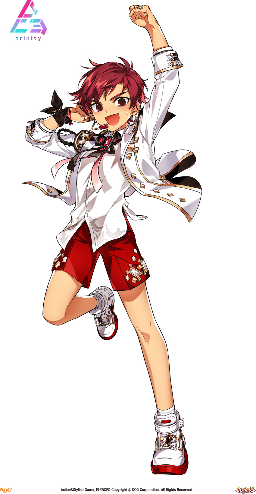 safebooru-1boy-absurdres-arm-up-bare-legs-black-bow-black-ribbon