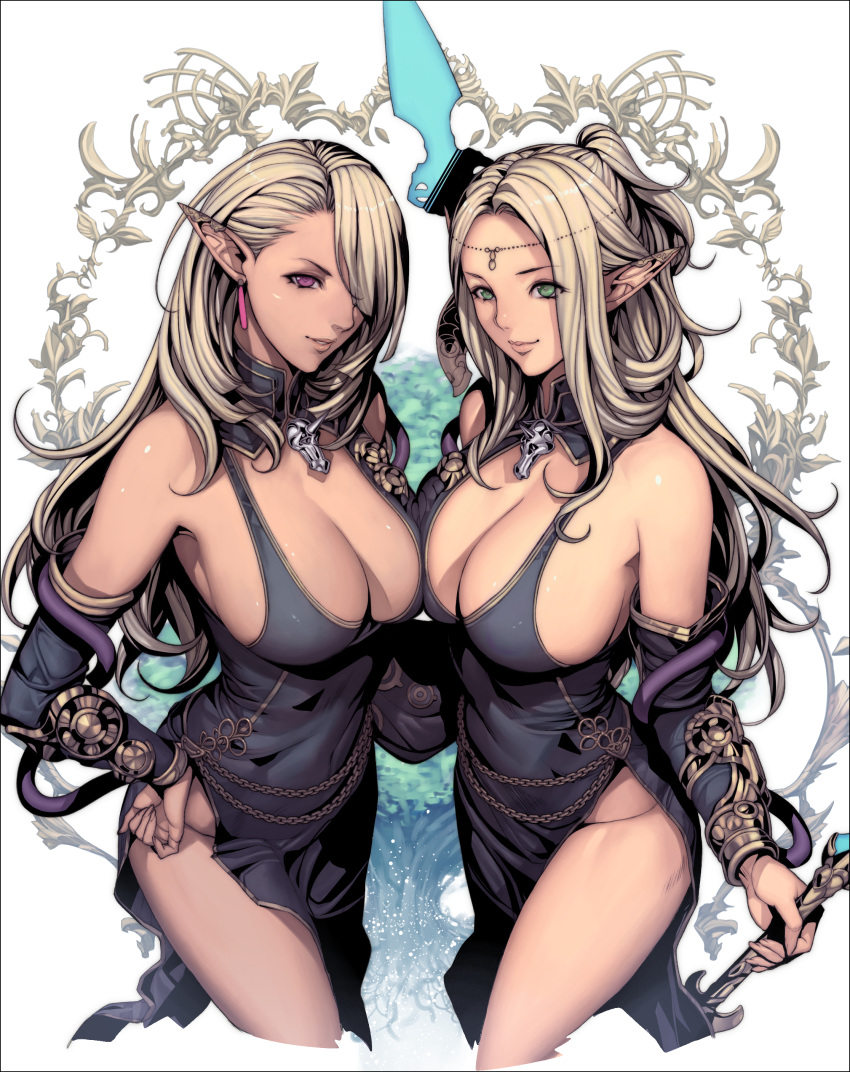 ...green_eyes highres jewelry large_breasts long_hair multiple_girls oda_no...