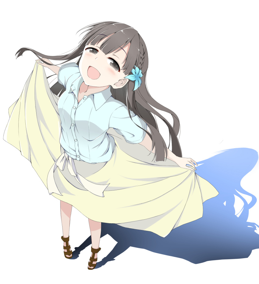 Safebooru 1girl Black Eyes Black Hair Blush Braid Cosplay Flower Hair 