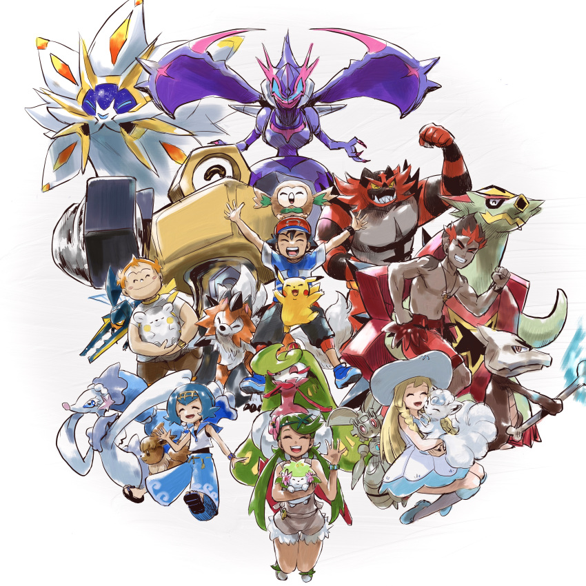 Safebooru - 3boys 3girls :o absurdres alolan marowak alolan vulpix ...