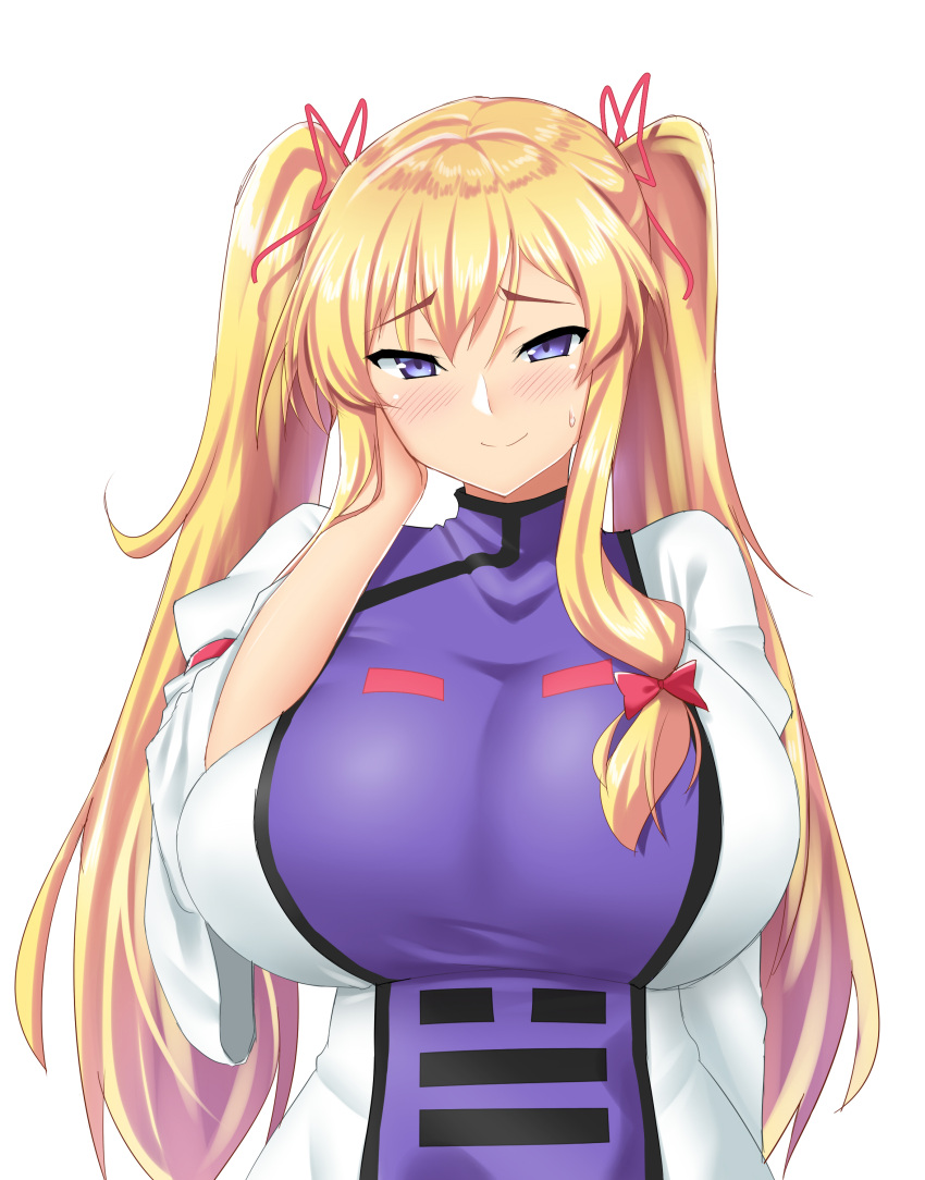 half-closed_eyes hand_on_own_cheek head_tilt highres huge_breasts impossibl...