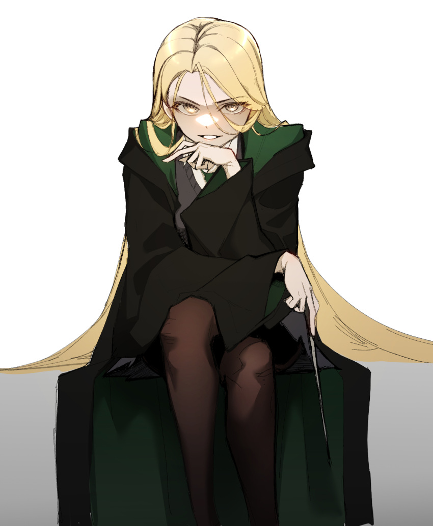Index Robe Safebooru - 1girl black pantyhose black robe blonde hair commentary ...