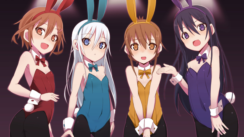 Safebooru - 4girls :d akatsuki (kantai collection) animal ears black ...