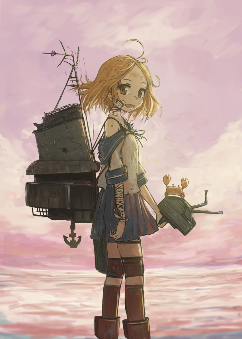 Safebooru 10s 1girl anchor bandage bandaid bandaid on face blue skirt