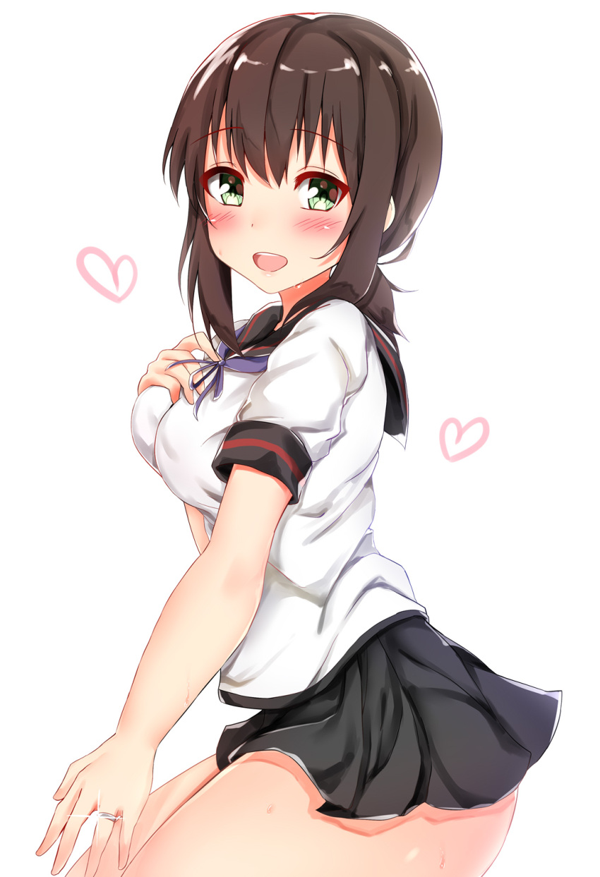 Safebooru 1girl Black Hair Black Sailor Collar Black Skirt Breasts