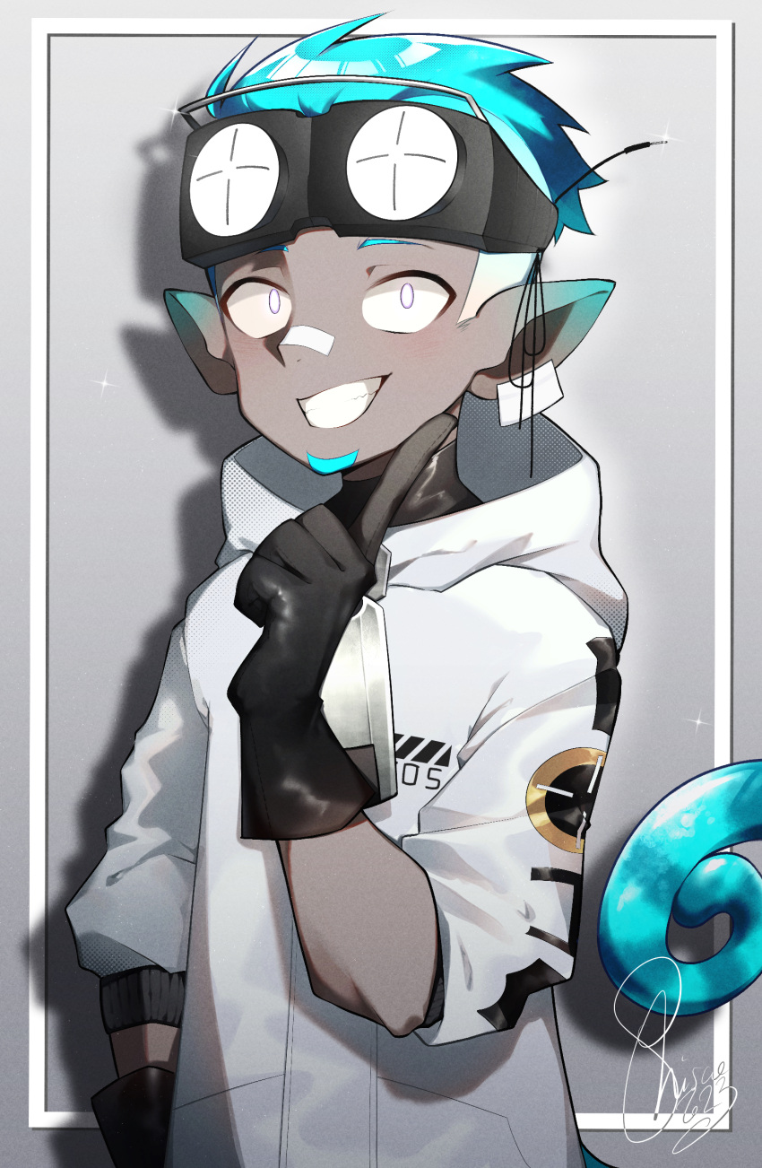 Safebooru - 1boy absurdres aqua hair arknights black gloves blue hair ...