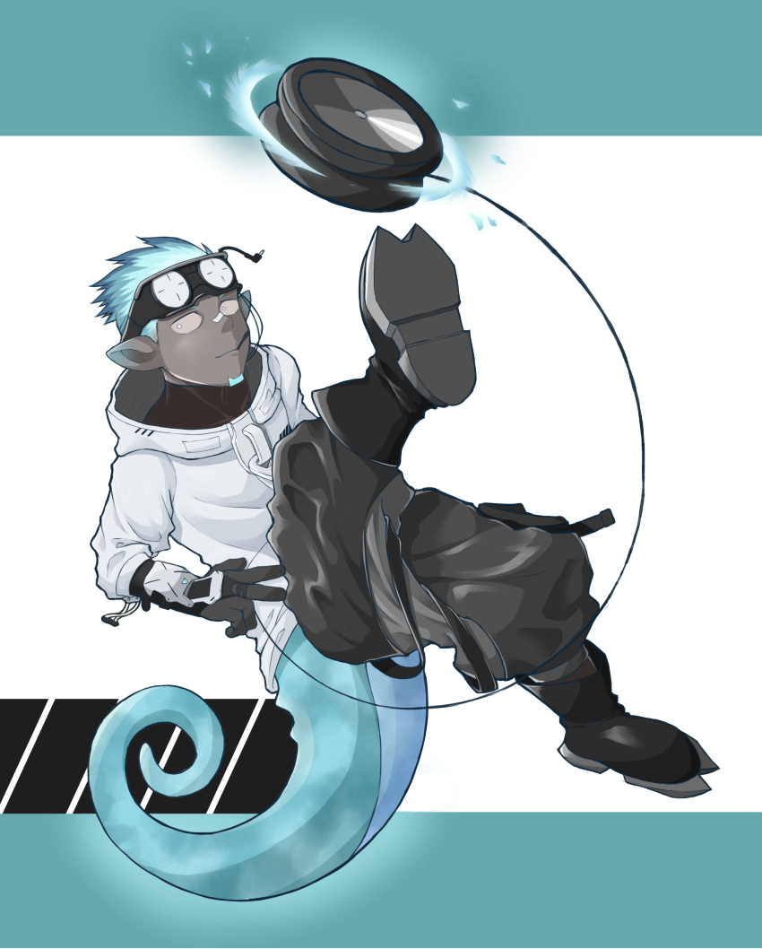 Safebooru - 1boy absurdres aqua hair arknights black gloves blue hair ...