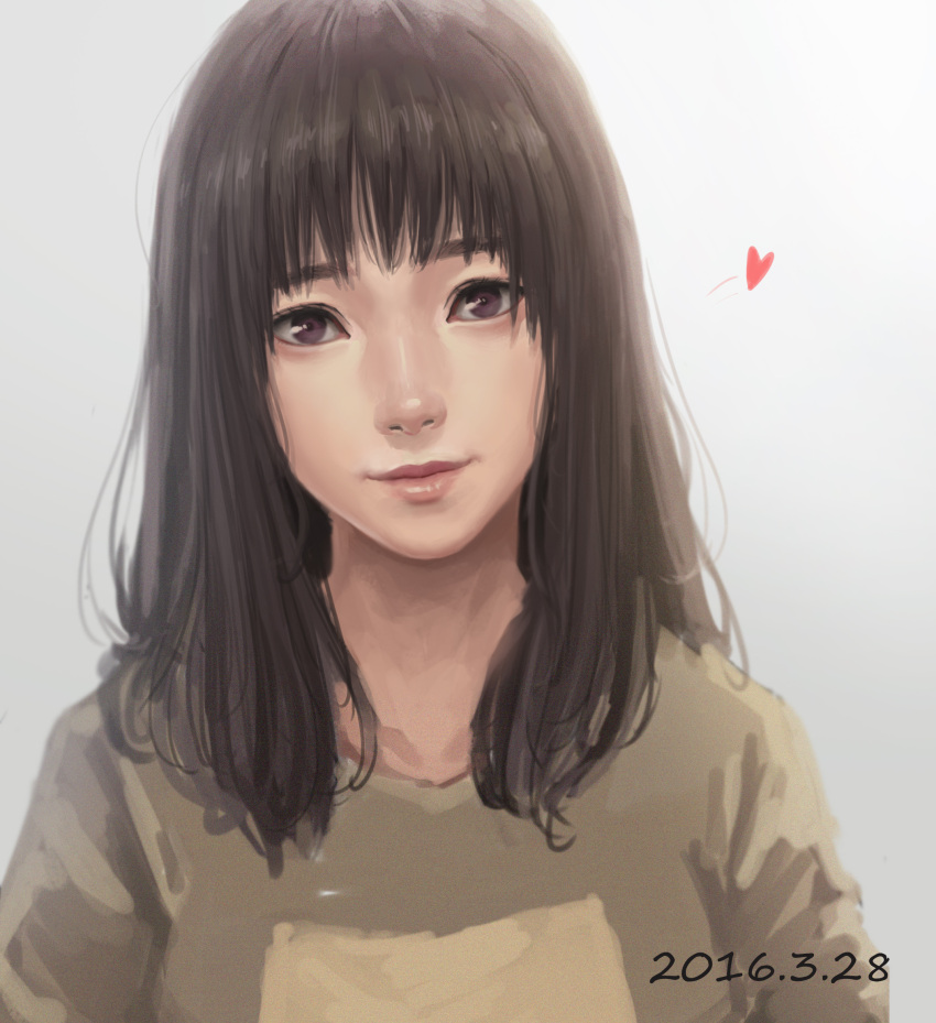 Safebooru 1girl Asian Black Hair Blush Brown Eyes Closed Mouth Dated Eyebrows Heart Highres 