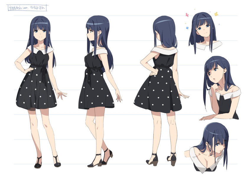 Safebooru - 1girl bangs blue eyes blue hair dress kamo kamen long hair