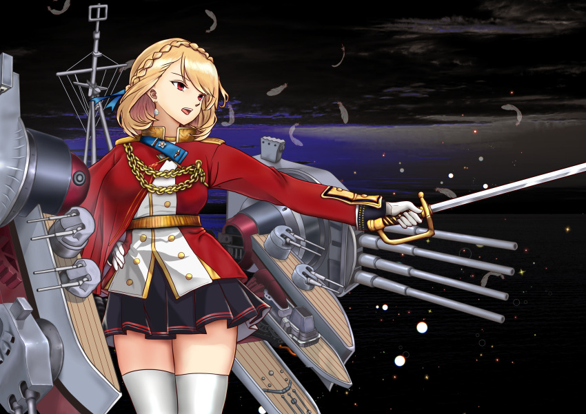 Safebooru - azur lane blonde hair braid cape chains epaulettes feathers ...