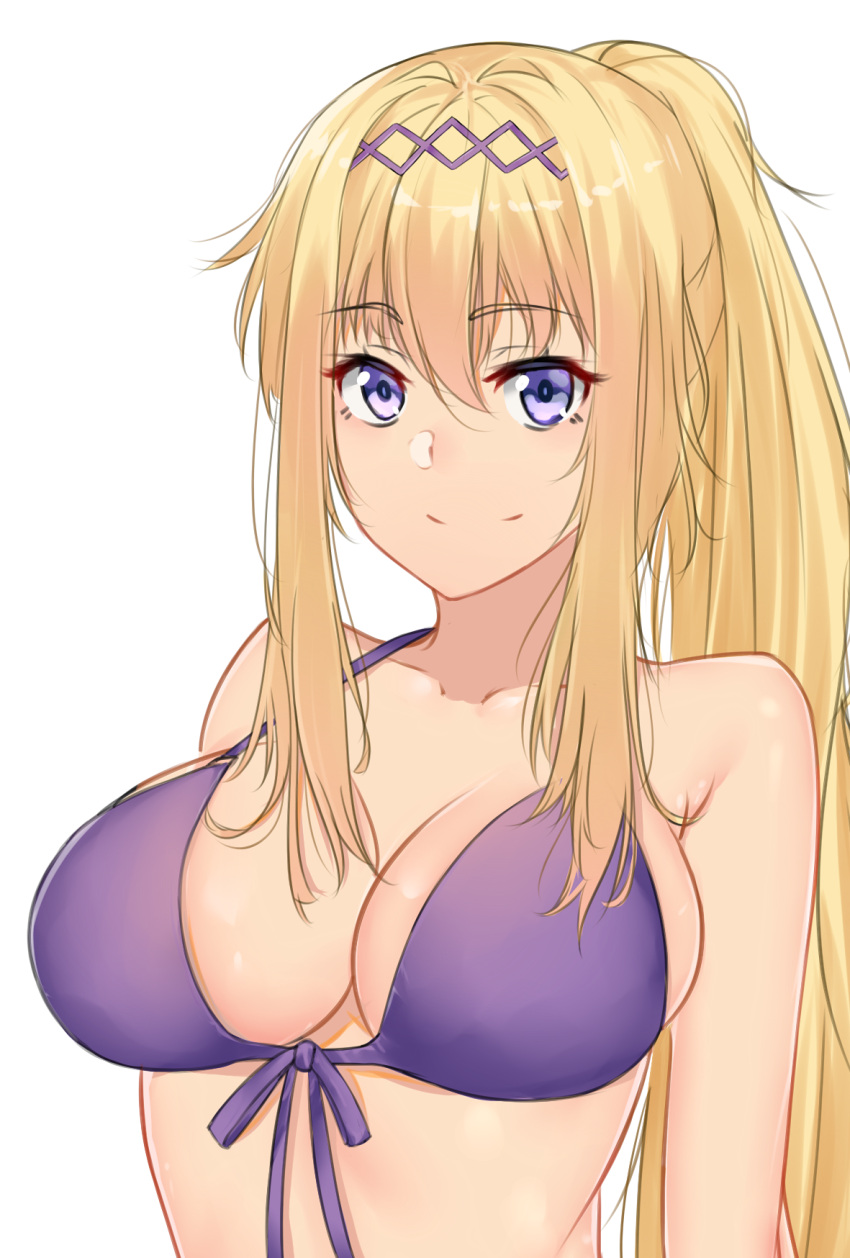 1girl bare_shoulders bikini blonde_hair breasts cleavage commentary dahadek...