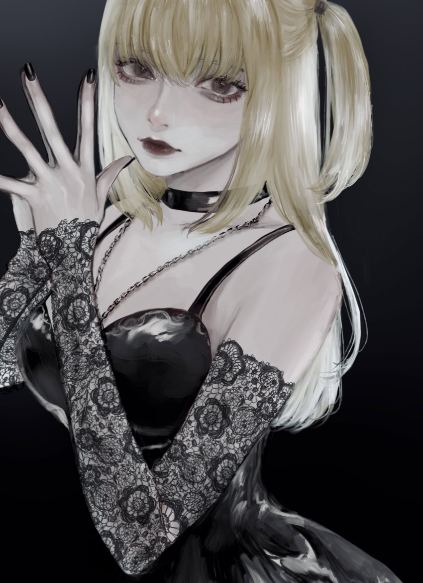 Safebooru 1girl Amane Misa Bangs Belt Collar Black Nails Blonde Hair