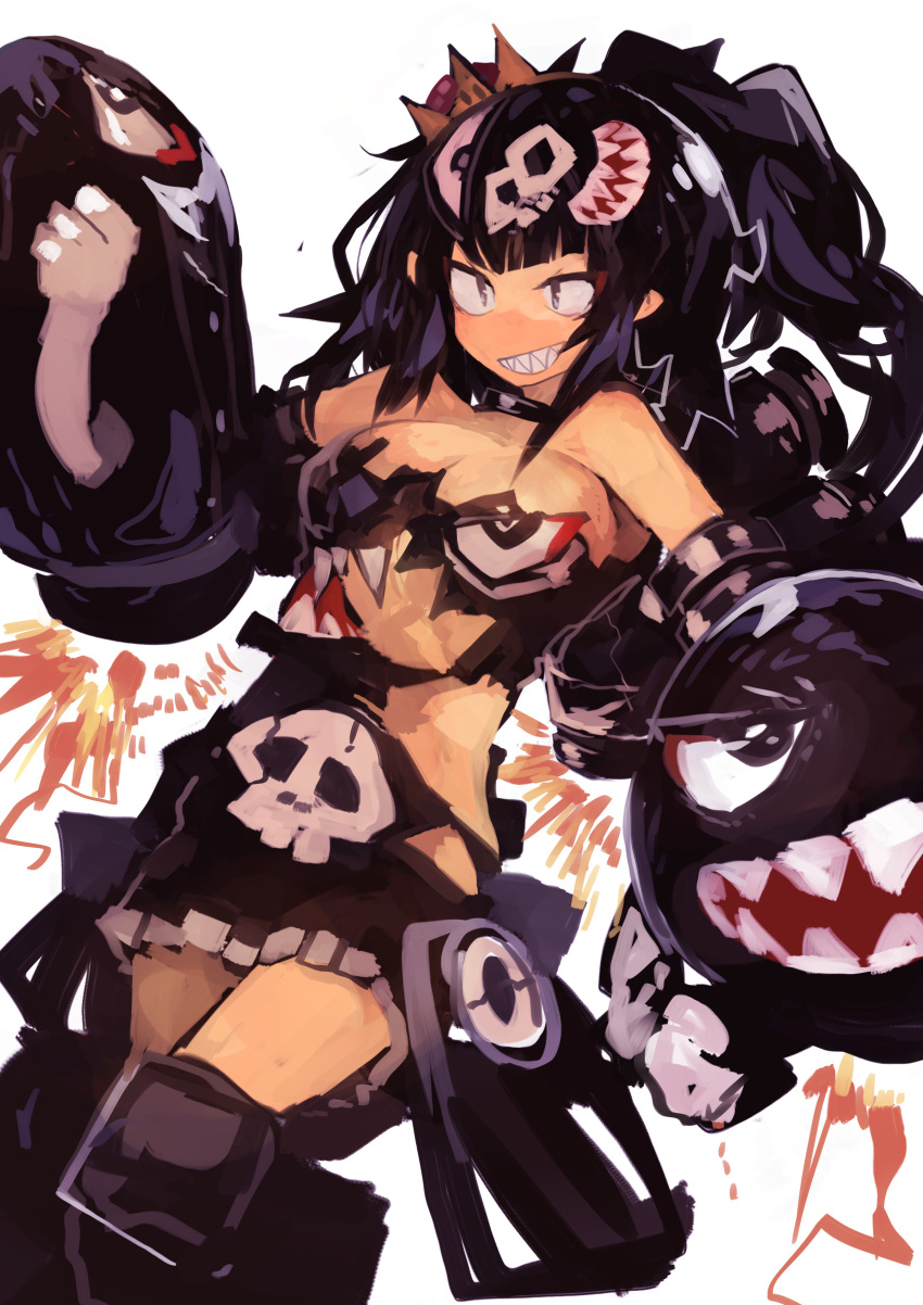 1girl absurdres black_eyes black_hair black_legwear breasts bullet_bill cha...