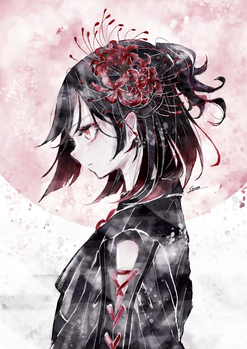 Safebooru - 1girl absurdres arm cutout artist name black hair black ...