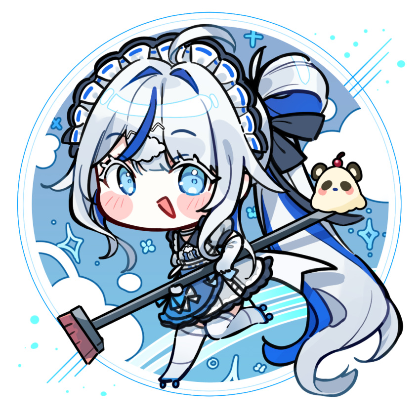 Safebooru - 1girl :d ahoge aokumo rin blue eyes blue hair blush ...