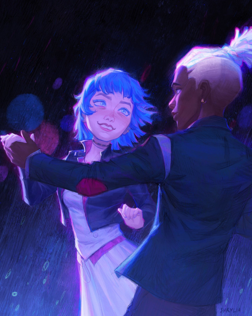 Safebooru - 1boy 1girl arcane: league of legends blue eyes blue hair ...