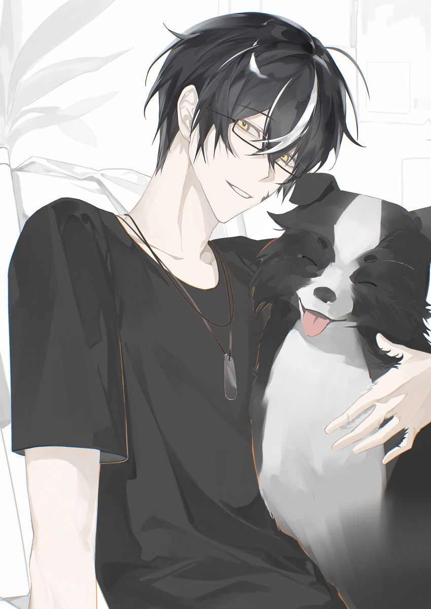 Safebooru - 1boy absurdres black hair black shirt chinese commentary ...