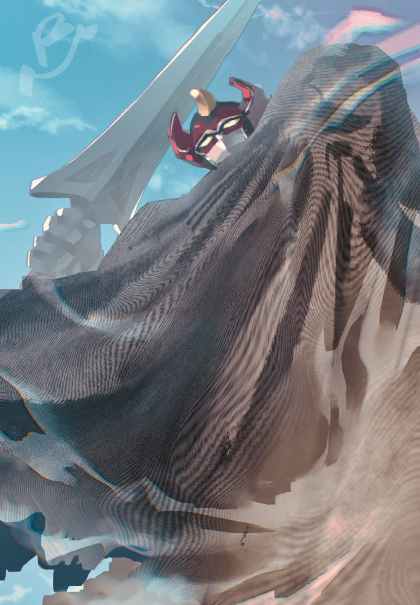 Safebooru - armor battle blue sky cape clouds cloudy sky daizyuzin day ...