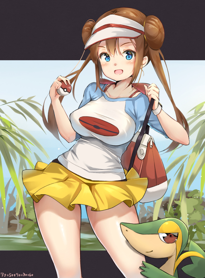 holding_poke_ball impossible_clothes impossible_shirt large_breasts long_ha...