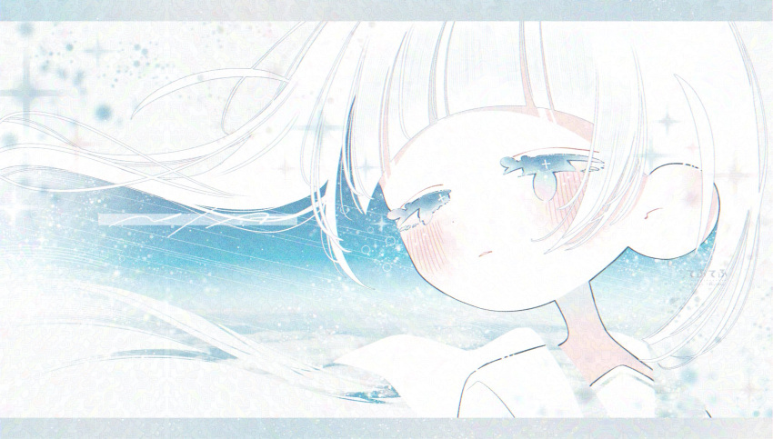 Safebooru - 1girl blunt bangs blush colored inner hair dot nose ear ...