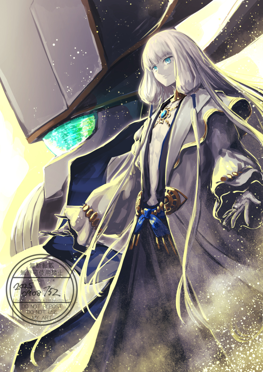 Safebooru - 152 in can 1boy blue eyes blunt bangs center opening fate ...