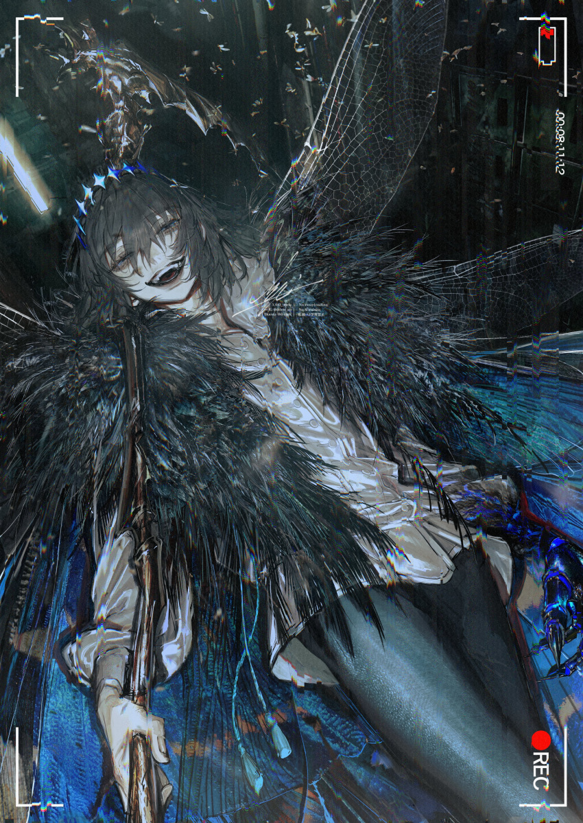 Safebooru - 1boy absurdres au (d elete) black hair blue eyes evil grin ...