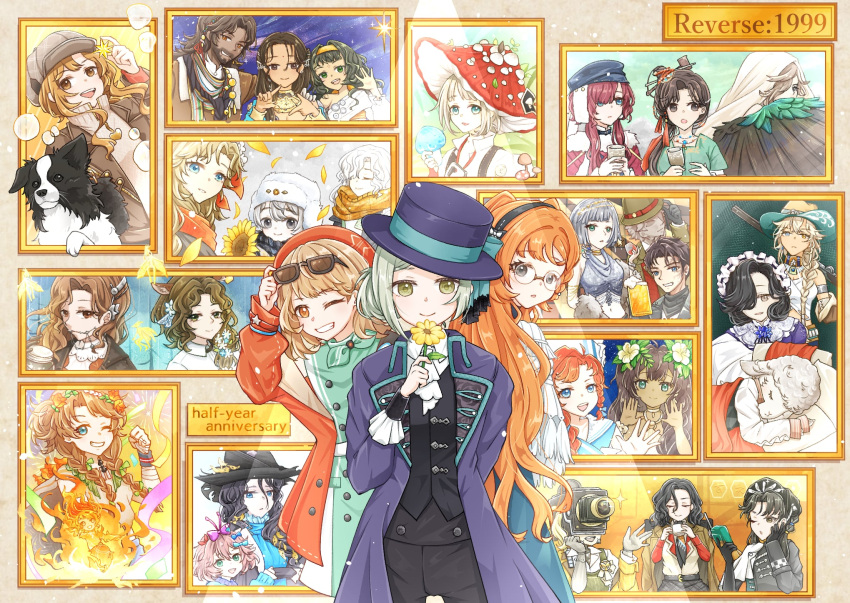 Safebooru - 3girls adjusting eyewear anniversary aqua dress argus ...