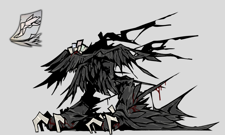 Safebooru - 1boy absurdres black feathers blood distortion (project ...