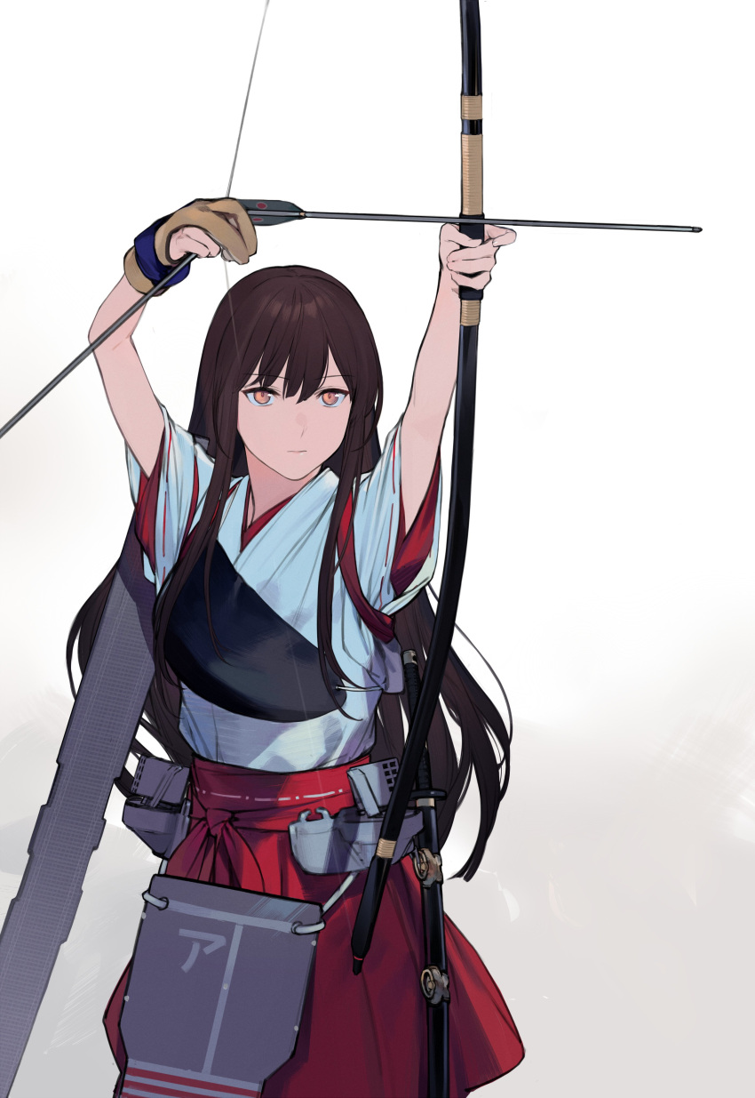 Safebooru - 1girl absurdres akagi (kantai collection) archery arrow bow ...