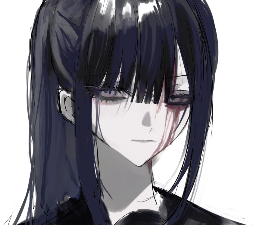 Safebooru - 1girl akai ringo (eveyuno) black hair blood blood from eyes ...