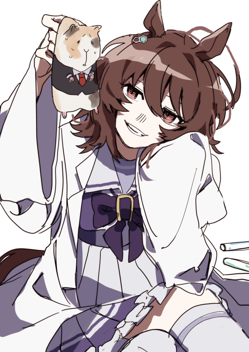 Tachyon Pattern Safebooru - 1girl 1other agnes tachyon (umamusume) animal animal ears ...