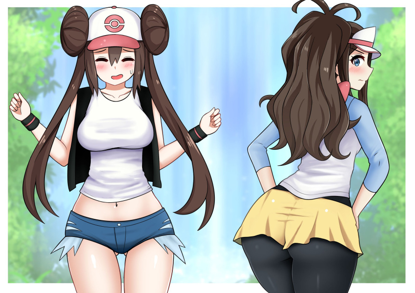 (pokemon) multiple_girls navel open_mouth pantyhose pokemon... 