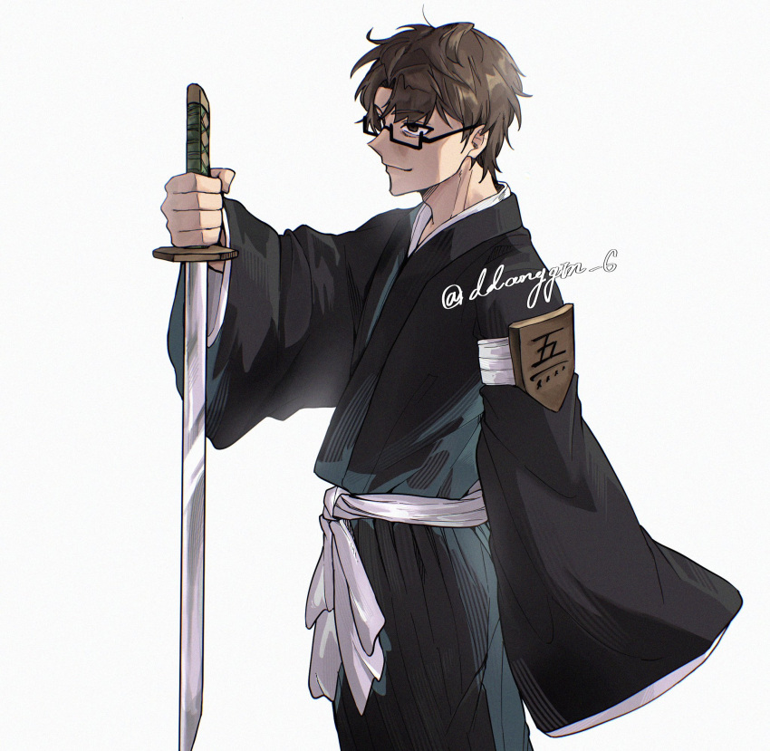 Safebooru - aizen sousuke black kimono bleach brown hair ddanggin 6 ...