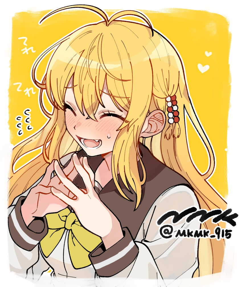 Safebooru - 1girl antenna hair beads blonde hair blush ear blush hair ...