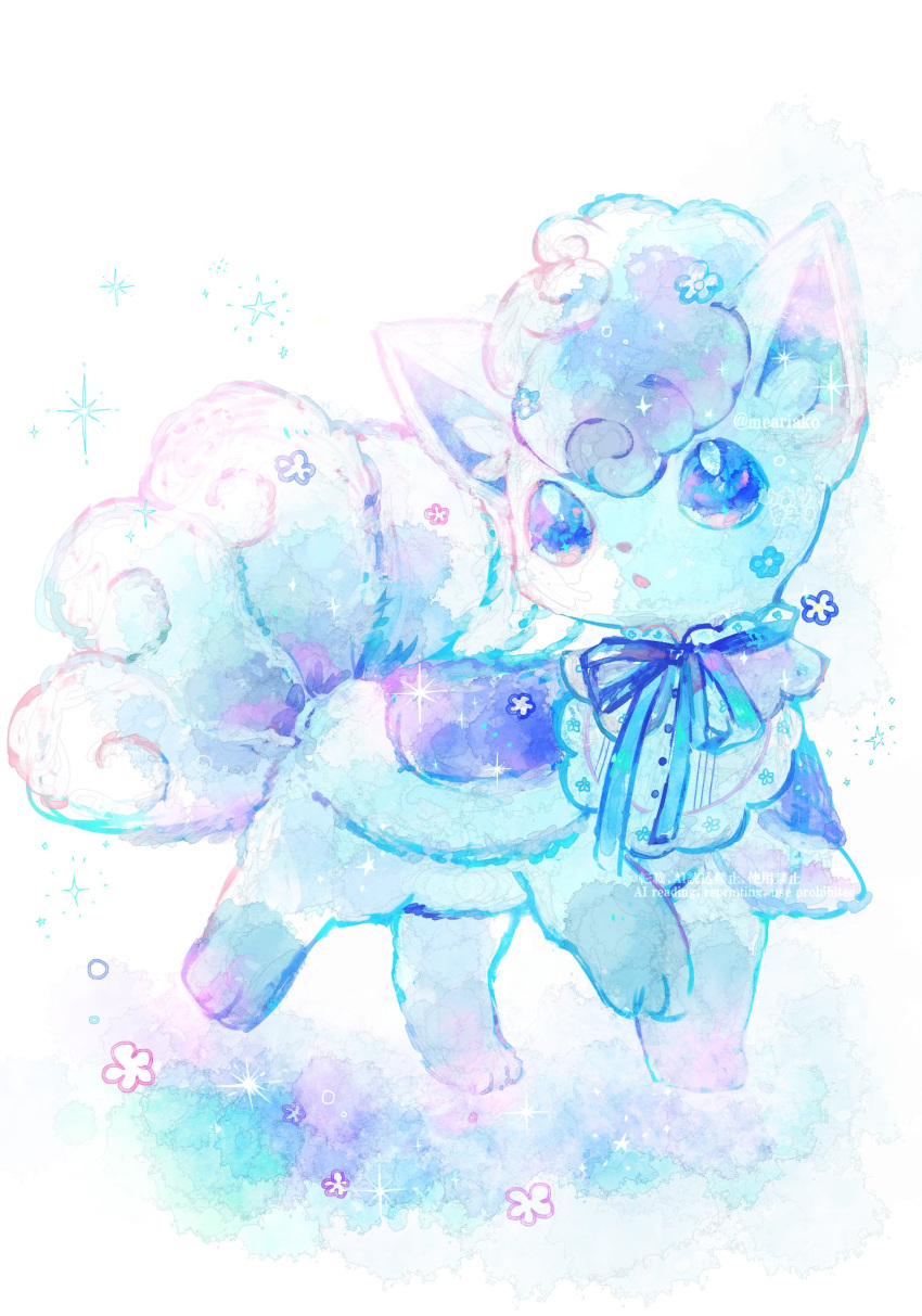 Safebooru - absurdres alolan vulpix animal focus blue eyes bow clothed ...