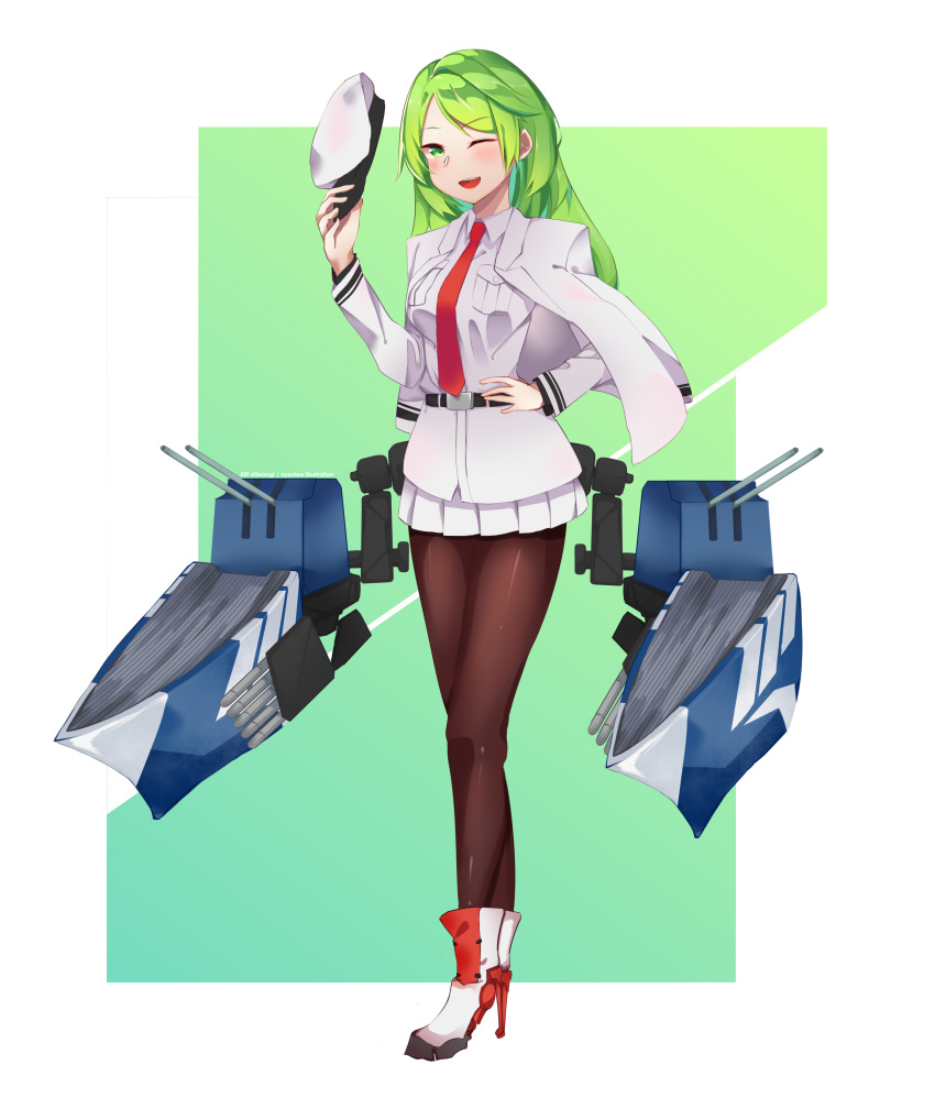Safebooru - 1girl absurdres azur lane cannon full body green eyes green ...
