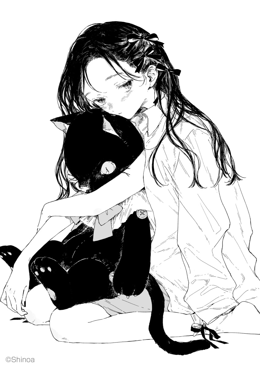 Safebooru - 1girl absurdres artist name highres hugging doll hugging ...